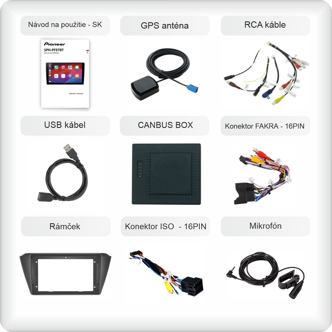SK příslušenství pro autorádio Pioneer SPH - PF97BT pro škoda fabia 3 carplay a android auto evtech_sk_1